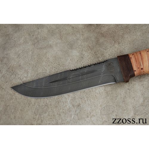 Нож туристический «Пират» Н55, сталь черный дамаск (У10А-7ХНМ), рукоять: текстолит, береста наборная
